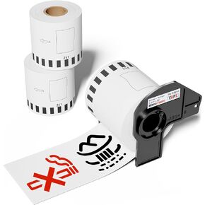 6 Rolls DK-2251 Continuous Length Replacement Labels Black/Red Label on White Paper Tape, Compatible Brother DK2251 Continuous Length Label Roll for QL-800, QL-810W, QL-820NWB, 2.4" x 50 feet