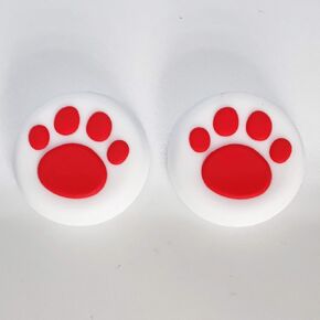 2PCS Analog Stick Thumb Stick Grips Thumbsticks Joystick Cap for PS5 PS4 Slim Pro PS3 Xbox one Xbox 360 PS2 Xbox one X S Elite DualShock 4 Switch Pro Wii U Controller White-Red Paw