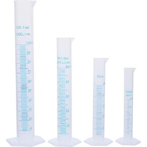 Liquid Measuring Cup Graduated Measuring Cylinders Set,Plastic Graduated Cylinder Lab Test Tube,PP Material Pentagonal Base- 10ml / 25ml / 50ml / 100ml 100ml Graduated Cylinder
