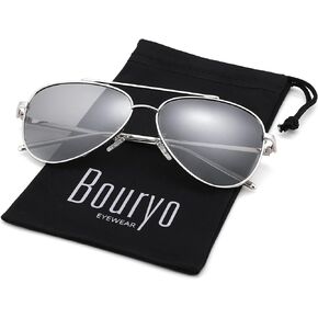 Bouryo Kids Polarized Aviator Sunglasses for Boys Girls Juniors and Youth Age 5-18