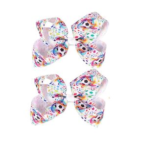 Soccer Hair Accessories, Soccer Hair Bows, Soccer Ball Bow，Soccer Ribbon Bow Hair Clips ，bows Hair Accessories for girls.A (Blue A)