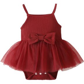 OPAWO Newborn Baby Girl Dress Infant Summer Romper Dress Sleeveless Onesie Halter Romper Tulle Dress One Piece Bodysuit 0-18M