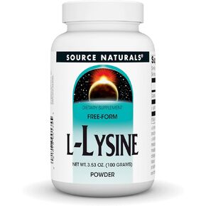 Source Naturals L-Lysine Free Form Powder -Amino Acid Supplement Supports Energy Formation & Collagen* - 100 Grams