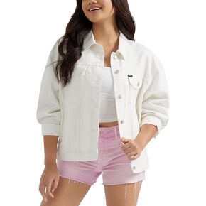 Wrangler Women's Relaxed Fit Girlfriend Denim Jacket, Quartz, Medium