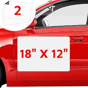 AzReference 2 Pack White Magnetic Sheets - 18" X 12" Blank Magnets Whiteboard Sheets - Flexible Dry Erase Signs Sheets for Car Door, Truck, Vehicles