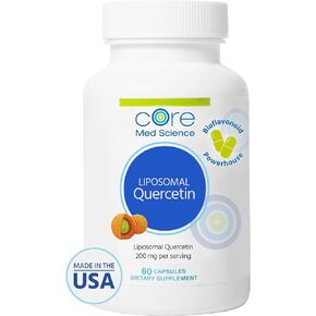 Core Med Science Liposomal Quercetin, 200mg (60 Capsules) - Quercetin Supplement Supports Vitamin C and Zinc Absorption - Promotes Immune System & Heart Health, Gluten-Free & Dairy-Free