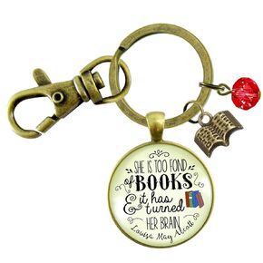 Book Keychain Don't Bug Me I'm Reading Jewelry For Readers Author Bronze Charm