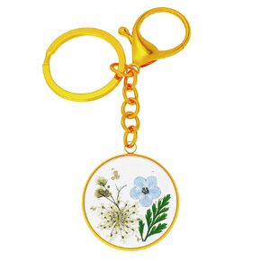 Forget-Me-Not and Queen Anne's Lace Pressed Wildflower Keychain Personalized Handmade Keychain Alaska State Flower Keychain Natural Flower Keychain