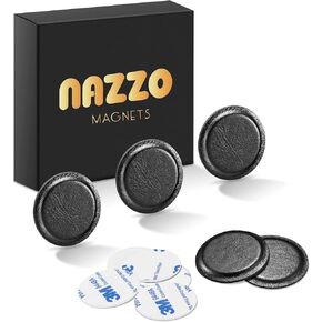 NAZZO Powerful Neodymium Magnets, Strong Rare Earth Magnets with Leather for Fridge, Scientific, Crafts,and Office Circle Magnets Shatterproof, 1.26 inch x 1/8 inch, 5 Pack, Black
