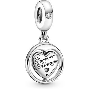 Pandora Spinning Forever & Always Soulmate Dangle Charm - أساور لحظات متوافقة - مجوهرات للنساء - هدية عيد الأم - مصنوعة من الفضة الاسترليني والزركونيا المكعبة - مع صندوق هدايا in Kuwait