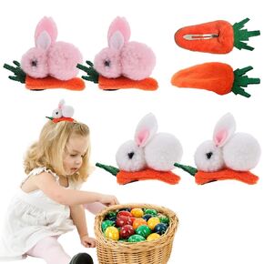 6 pcs Easter Hair Clip Bunny Carrot Hairpin Rabbit Headwear Party Supplies Egg Hair Accessories for Girls Easter Holiday