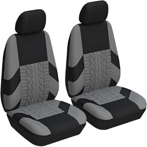 BESULEN Front Car Seat Covers, 2 Pcs Polyester Bucket Seat Protectors, Soft and Breathable, Premium Sporty Automotive Seat Cushions, Auto Interior Accessories for Most Cars, SUV (Gray)