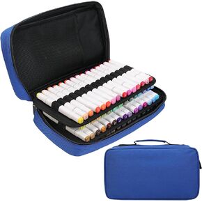 BOMKEE 60 Slots Marker Organizer Case, Large Marker Case for 60 Markers Big Capacity Marker Storage Bag Pen Case Pencil Pouch with Carrying Handle