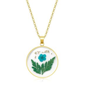 Birth Flower Necklaces For Women - Gladiolus August Month Flower Necklace - Handmade Pressed Flower Necklace - Unique Holiday Gift - Gold 18"