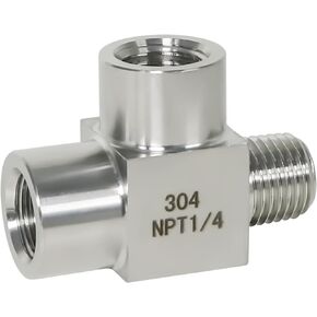 Stainless Steel 304 tee pipe fitting, NPT 3/8 female × NPT 3/8 female × 3/8 female 3 ways T adapter, 1 Pc heavy duty Forged tee connector 4350 psi