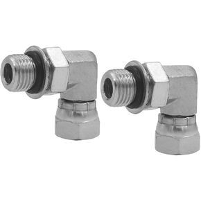 BEITERSTOE (2-PACK) 6901-06-04-NWO Hydraulic Hose Adapter Fitting 3/8" Male Adjustable Nut O-Ring Boss (9/16-18 UNF) × 1/4" Female Swivel (1/4-18 NPSM) 90° Elbow SAE Pipe Joints Connector Carbon Steel in Kuwait
