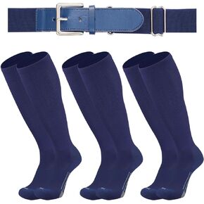 Londkaron Youth Elite Baseball/Softball Socks & Belt Combo (3 Pairs of Socks with 1 Belt)
