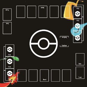 Playmat for Trading Card Game - 2 Player Trainer Mat for Game with Carry Case Tube(Black)