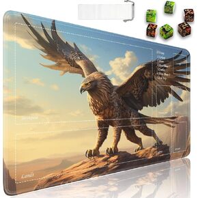 TCG Playmat, Magic The Gathering Ultra Pro Playmat with Zones, 24x14 in Non-Slip Rubber MTG Playmat with Drawstring Travel Pouch and 6 Dice, Girly Colt in Clouds MTG Mat, Card Game Playmats