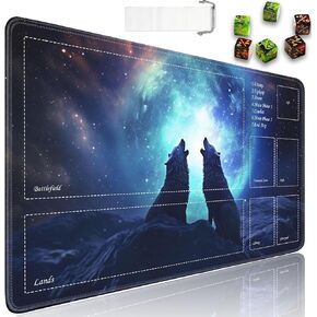 بساط لعب TCG، بساط لعب Magic The Gathering Ultra Pro مزود بمناطق، بساط لعب MTG مطاطي غير قابل للانزلاق مقاس 24 × 14 بوصة مع حقيبة سفر برباط و6 نرد، بساط لعب Girly Colt in Clouds MTG، بساط لعب لألعاب الورق