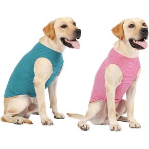 Dog Summer T-Shirts Striped Cotton Vest,Pet Breathable Soft Basic Clothes for Small Medium Larg Boy Girl Dogs,S