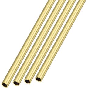 METALLIXITY Brass Tube (4mm OD x 0.4mm Wall T x 300mm L) 4Pcs, Straight Tubing - for Home Furnishing, Machinery, DIY Handicraft