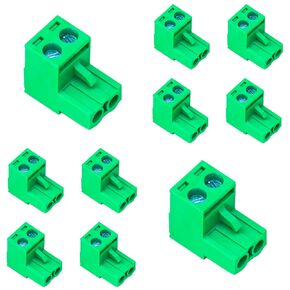 Tcenofoxy 10 Pcs 5.08mm 2 Pin Phoenix Type Connector Green PCB Screw Terminal Block 2 Pole