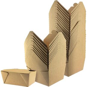 NYHI Brown Takeout Food Containers,Heavy Duty 45 oz. #8 Kraft Microwaveable To Go Boxes Are Leak & Grease Resistant,Disposable Recyclable Catering Lunch Boxes For Restaurants, Catering & More,50 Pack