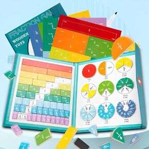 102 Pcs Magnetic Rainbow Fraction Tiles Circles Set with Pen Montessori Division Board Math Counting Board Fraction Tiles Circles Learning Math Fraction Manipulatives for Kids Preschool Class