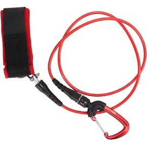 Alomejor Diving Safety Lanyard Rope, Freediving Lanyard Leash Cable with Wristband Carabiner for Underwater Sports(red)