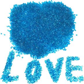 JZMYXA 2 Pounds Landscape Glass Pebble Gravel Sand Fit for Aquariums Succulent Plants Terrarium Landscape, Natural Blue