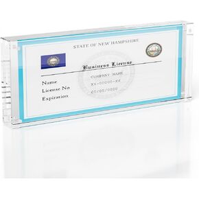 HOZE Acrylic Business License Frame - Desk/Table Top Display for 4x9 Business License Certificate - Clear Panoramic Photograph Picture Frame (Full Frame 4x10 Inch) - Perfect Cosmetology License Frame