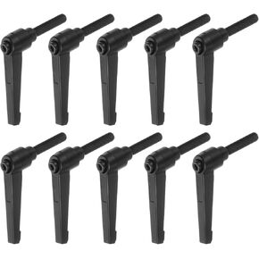 HARFINGTON 10pcs Adjustable Clamping Lever Handles M8 x 40mm Male Thread Bolt Knobs Rotating Screw Locking Quick Release Ratchet Push Button Handle, Black