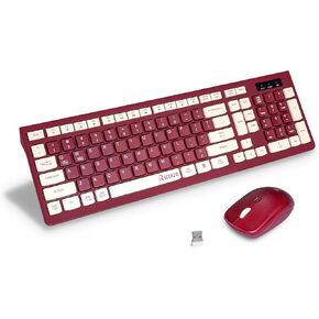 Wireless Keyboard and Mouse Combo, Reccazr 2.4G Full-Sized Keyboard and Mouse Cordless, 3 DPI Adjustable Mouse, Dual-System Keyboard for Computer/Laptop/Windows/Mac (Pink & White) in Saudi Arabia