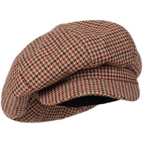 المرأة Houndstooth مترهل موزع الصحف قبعة المتضخم خمر Paperboy الرسام قبعات بيريه in Kuwait