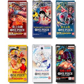 One Piece Cards (6 Sealed Packs) - One Piece Card Collection Starter Box│Japanese Version│1 Pack from Each Release (OP-01│OP-02│OP-03│OP-04│OP-05│OP-06)│1 in 20 Boxes Contains Graded Card