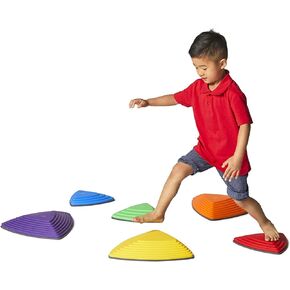 GONGE River Stones - The Original Kids Play Stepping Stones for Balance and Coordination, Non-Slip Bottom, Stackable, for Indoor and Outdoor, Set of 6 - Nordic