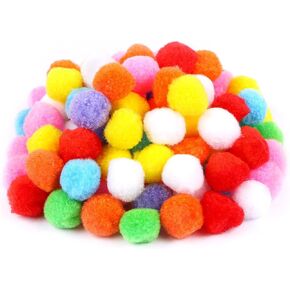 Teqooza Assorted Colors Pom Poms, 1 Inch Pompoms Pipe Cleaners for DIY Creating Crafts Making Preschool Crafts Supplies Decoration, 50 Pcs
