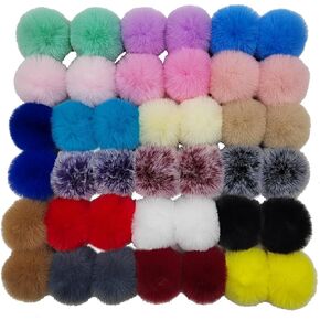 LGYAYARUN 40 Pieces Faux Rabbit Fur Pom Pom Keychain Fluffy Balls Pom Pom with Elastic Loop for Hats Keychains Scarves Gloves Bags Accessories(20 Soft Colors, 2 Pcs Each Color)
