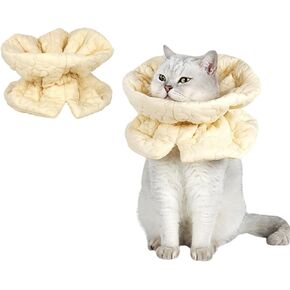 طوق حماية من THAIN Soft Cat للتعافي بعد الجراحة، بديل مخروطي للقطط قابل للتعديل، أطواق طباعة خفيفة الوزن مقاومة للماء للقطط والجراء (S أزرق)