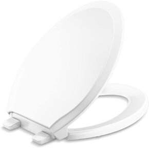 Kohler 4734-96 Rutledge ممدود، مصدات محكمة الإمساك، مفصلات إطلاق هادئة وإغلاق، أجهزة سريعة التركيب، مقعد مرحاض بدون إغلاق، بسكويت