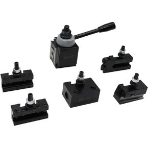 AXA Industrial Tools Wedge Type Quick Change Tool Post Set Compatible with Lathe Swing 6"-12" 250-111 250-100 (6 Pc 250-100 tool post set)