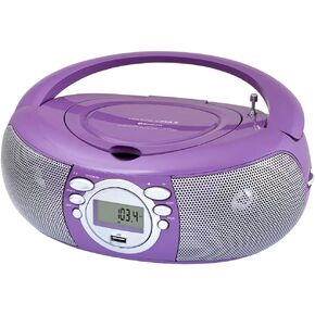 HANNLOMAX HX-321CD Portable CD/MP3 Boombox, AM/FM Radio, Bluetooth, USB Port for MP3 Playback, Aux-in, LCD Display, AC/DC Dual Power Source (Purple)