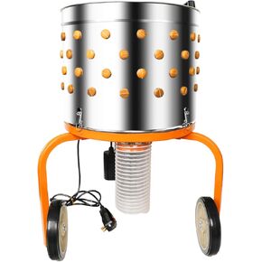 ماكينة ناتف الدجاج من فيور، معالج إزالة الريش من الفولاذ المقاوم للصدأ مقاس 20 بوصة، محرك 550 واط، 102 إصبع ناعم وعجلتين كبيرتين in Kuwait