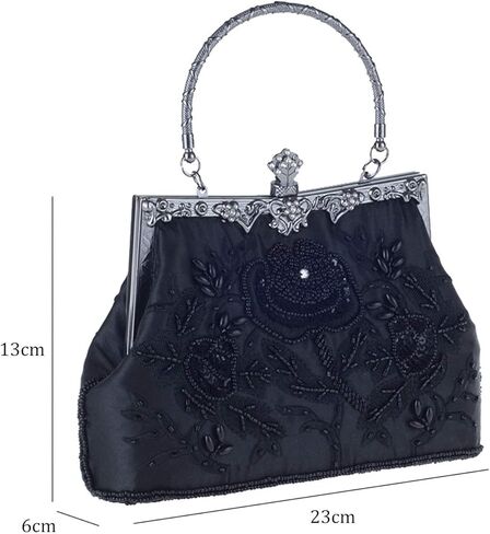 Lanpet المرأة خمر الأزهار المطرزة حبة الترتر مخلب محفظة الزفاف مساء حفلة موسيقية حقيبة يد in Kuwait