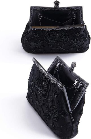 Lanpet المرأة خمر الأزهار المطرزة حبة الترتر مخلب محفظة الزفاف مساء حفلة موسيقية حقيبة يد in Kuwait