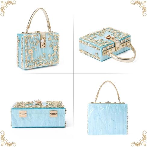 Lanpet Women Evening Handbag Clutch Purses Acrylic Square Box Shoulder Handbags for Wedding Prom Birthday Party in Saudi Arabia