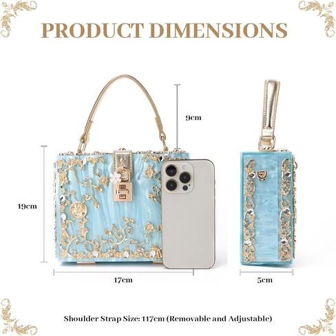 Lanpet Women Evening Handbag Clutch Purses Acrylic Square Box Shoulder Handbags for Wedding Prom Birthday Party in Saudi Arabia