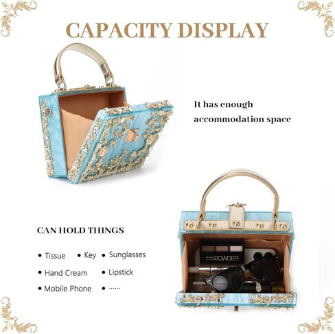 Lanpet Women Evening Handbag Clutch Purses Acrylic Square Box Shoulder Handbags for Wedding Prom Birthday Party in Saudi Arabia