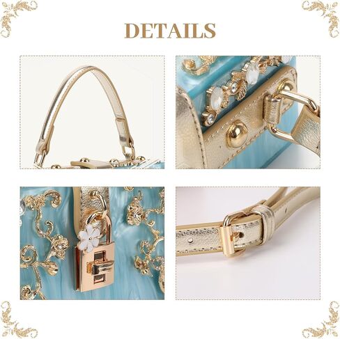 Lanpet Women Evening Handbag Clutch Purses Acrylic Square Box Shoulder Handbags for Wedding Prom Birthday Party in Saudi Arabia